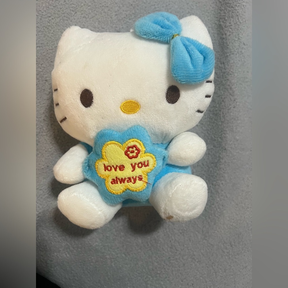 Cute Hello Kitty Plush Toy with Blue Accents